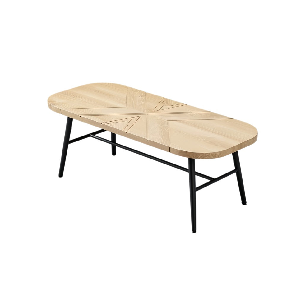 Moderne houten salontafel met metalen poten**
