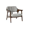 Stijlvolle Scandinavische fauteuil met houten frame en gestoffeerde zitting**