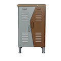 Stalen Lockerkast met Houten Bovenkant en Twee Kleuren**
