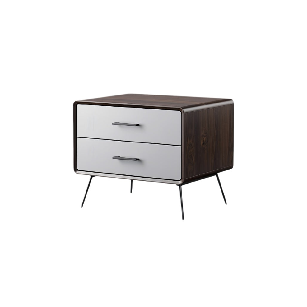Moderne nachttafel met lades en metalen poten**