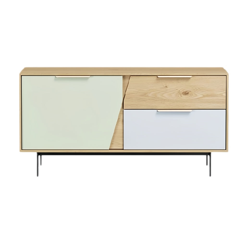 **Moderne dressoir met unieke schuifdeuren en minimalistisch ontwerp**