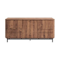 **Houten Dressoir met Zwarte Metalen Poten en Gestreepte Details**