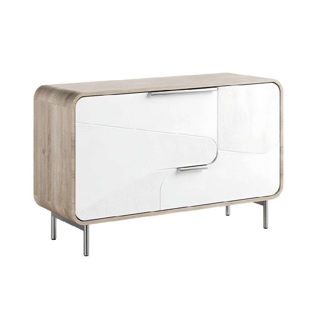 Moderne kasten met wit en houtafwerking**